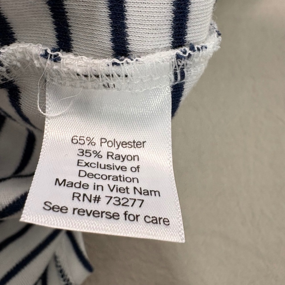LC Lauren Conrad Striped Long Sleeve Top Navy White Button Shoulder XL - Picture 5 of 5